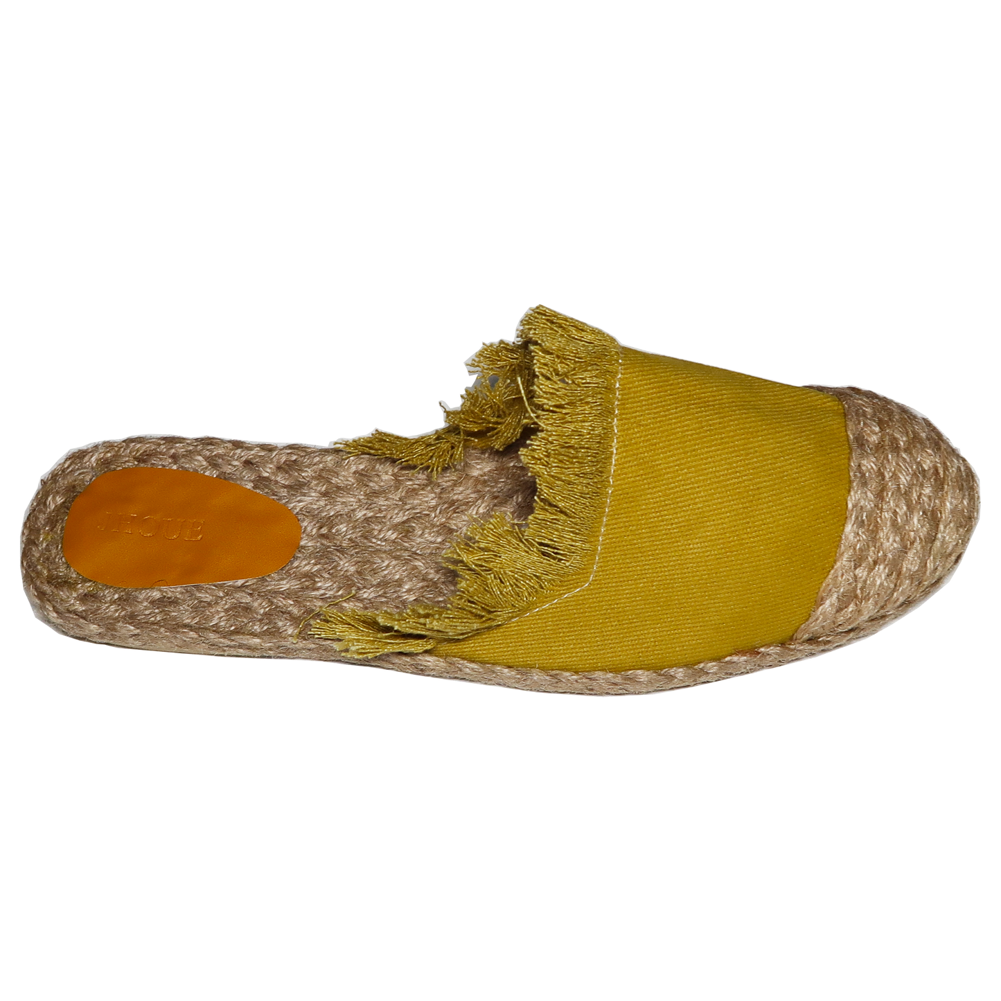 Handmade Abaca Insole Mustard Ripped Canvas Sandals Slippers Flat Semi Pointed Toe Half Shoes