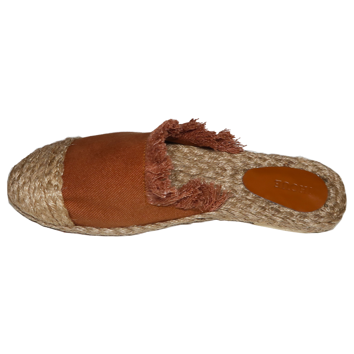 Handmade Abaca Insole Tan Ripped Canvas Sandals Slippers Flat Semi Pointed Toe Half Shoes