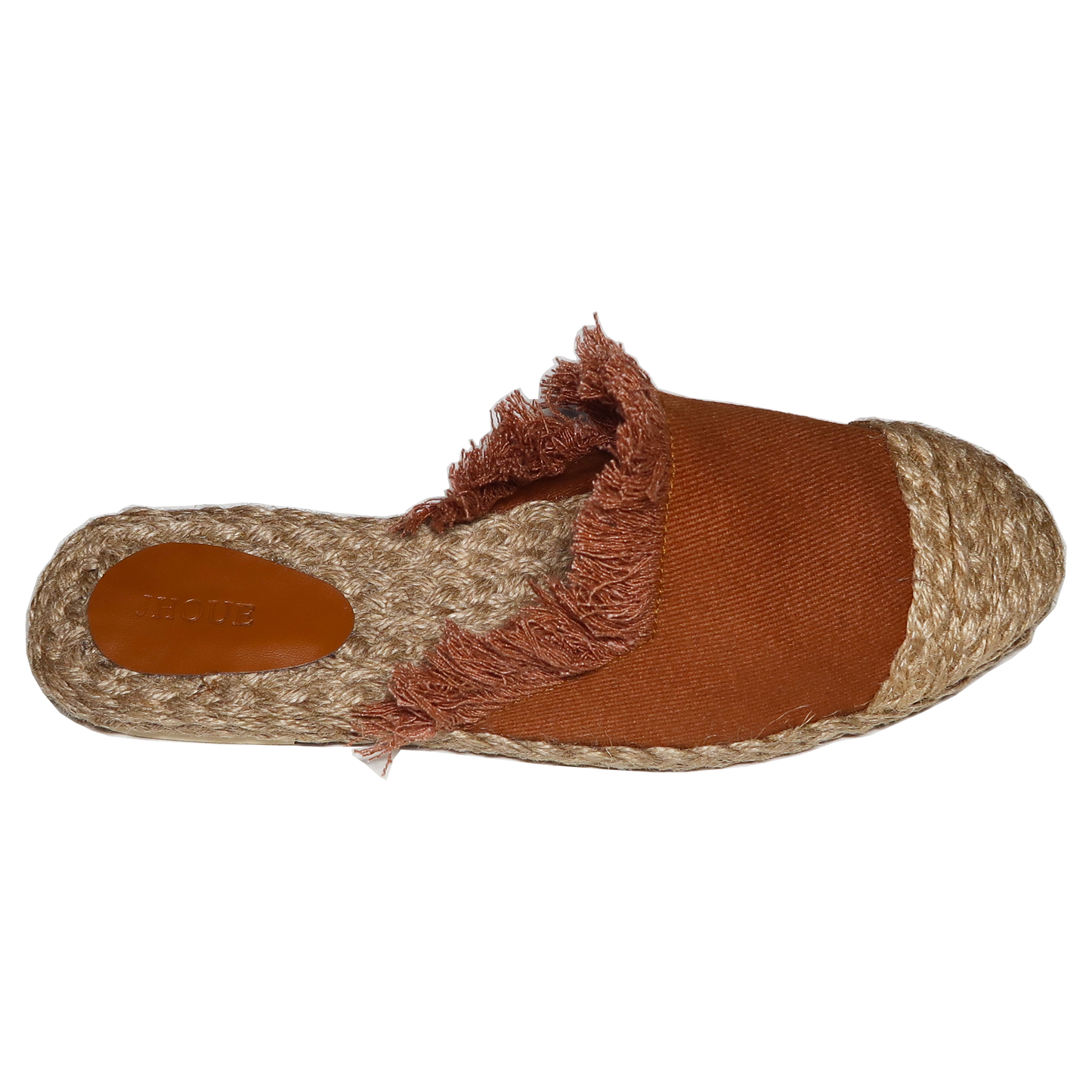 Handmade Abaca Insole Tan Ripped Canvas Sandals Slippers Flat Semi Pointed Toe Half Shoes