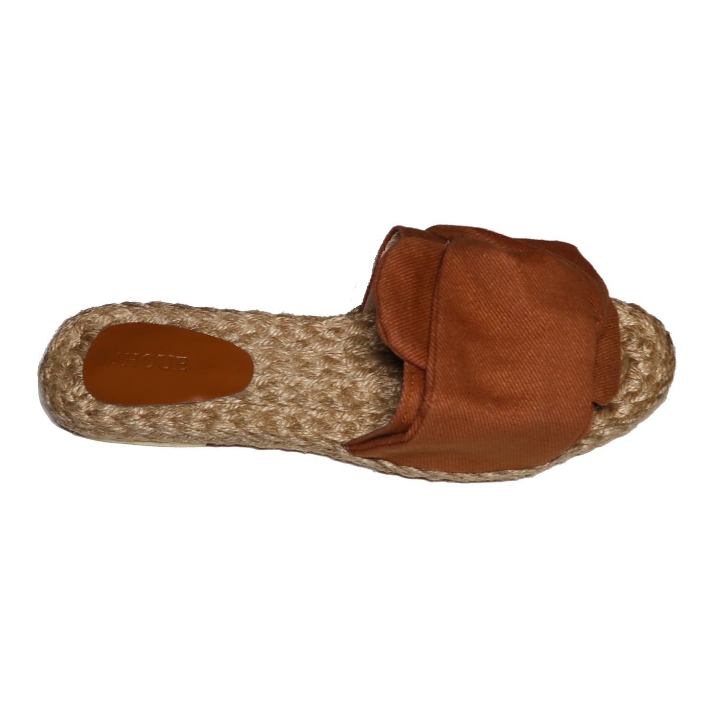 Handmade Abaca Footbed Tan Canvas Tie Knot Strap Slides Sandals Slippers Flats Semi Pointed Toe